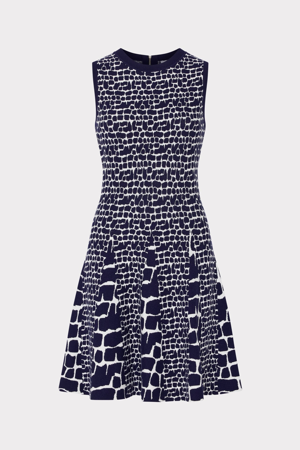 Tile Wave Jacquard Knit Mini Dress Navy/Ecru | Milly Women