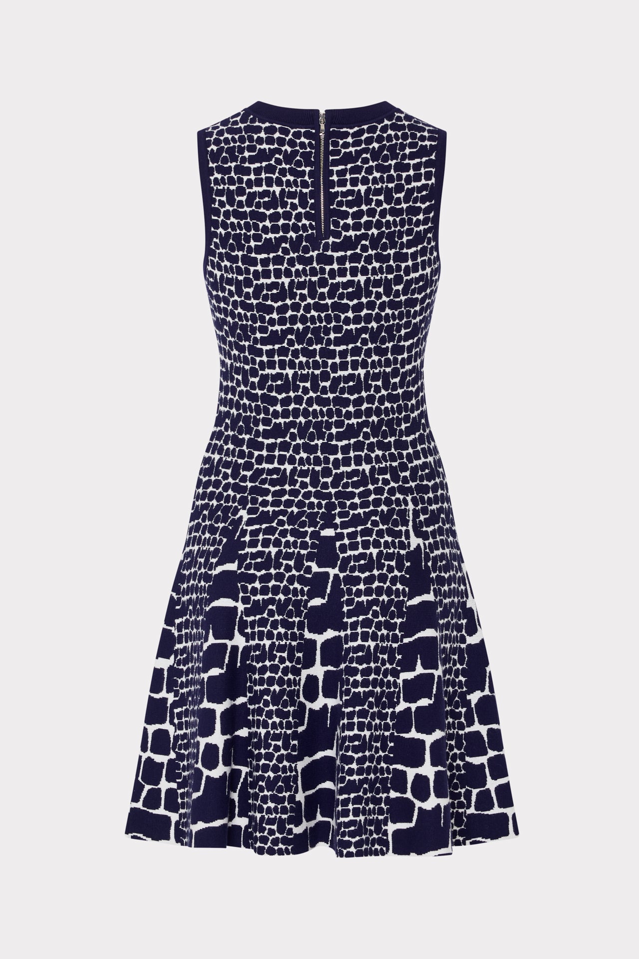 Tile Wave Jacquard Knit Mini Dress Navy/Ecru | Milly Women