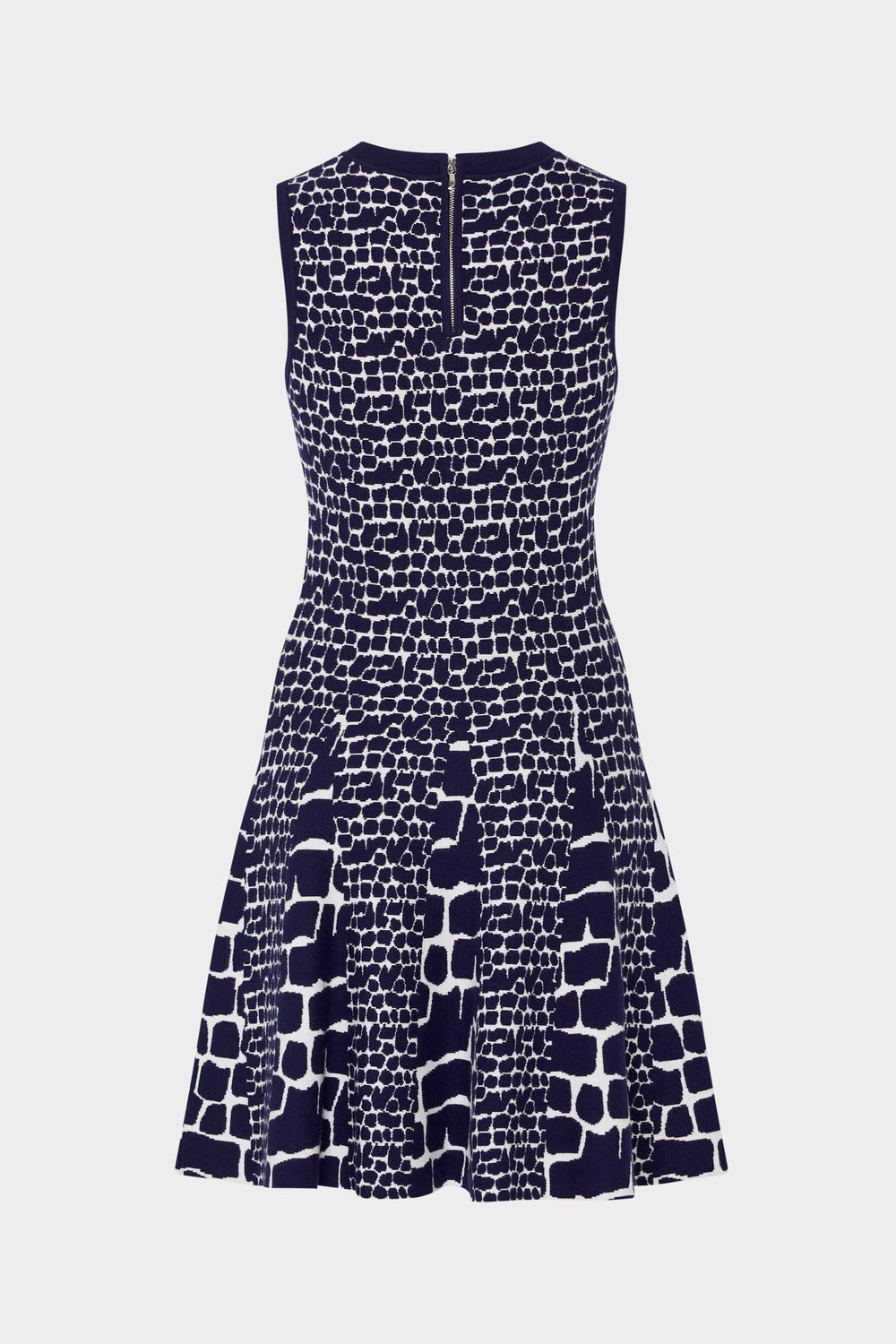 Tile Wave Jacquard Knit Mini Dress Navy/Ecru | Milly Women